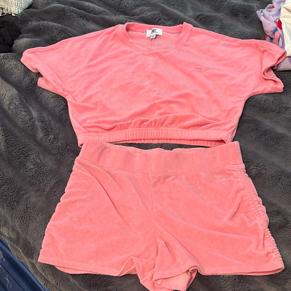 Juicy Couture Pink Terry Cloth Swim Coverup Set